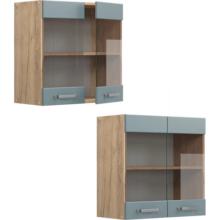 Küchenglasschrank R-Line Blau-Grau 60 cm Vicco – Bild 5