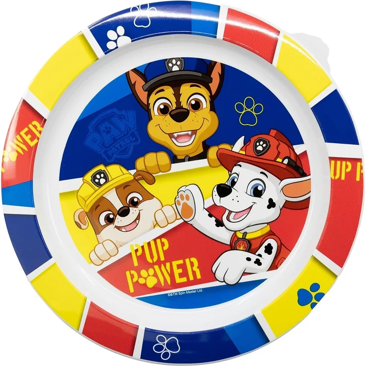 KINDERTELLER AUS BPA-FREIEM KUNSTSTOFF. MIKROWELLENSICHER | PAW PATROL PUP POWER – Bild 1
