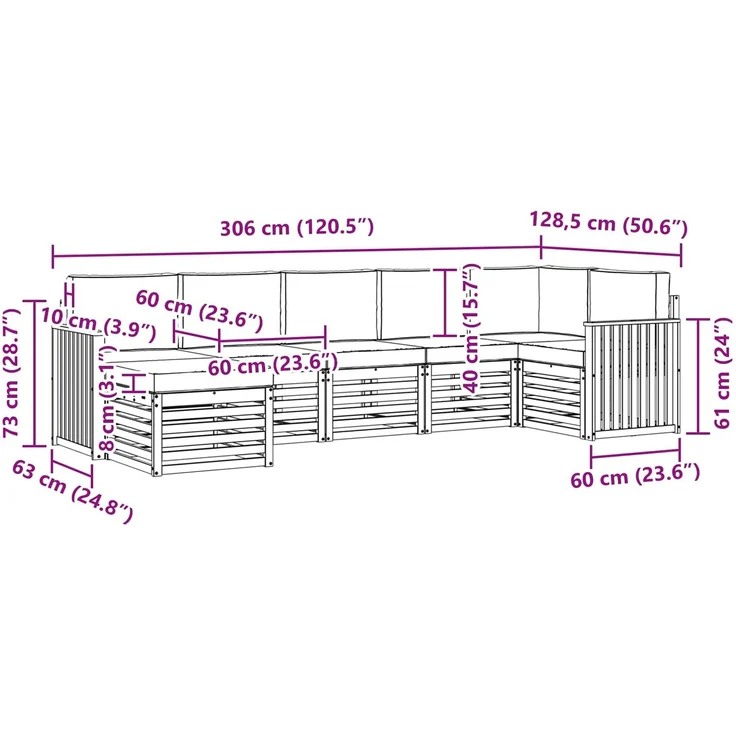 vidaXL Outdoor-Sofagarnitur 7 stk. 6-Sitzer Weiß und Hellgrau 3392191 – Bild 8
