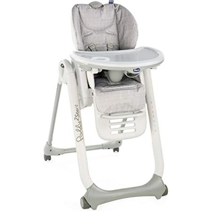Chicco Hochstuhl Polly 2 Start, Happy Silver - 4 Rollen – Bild 1