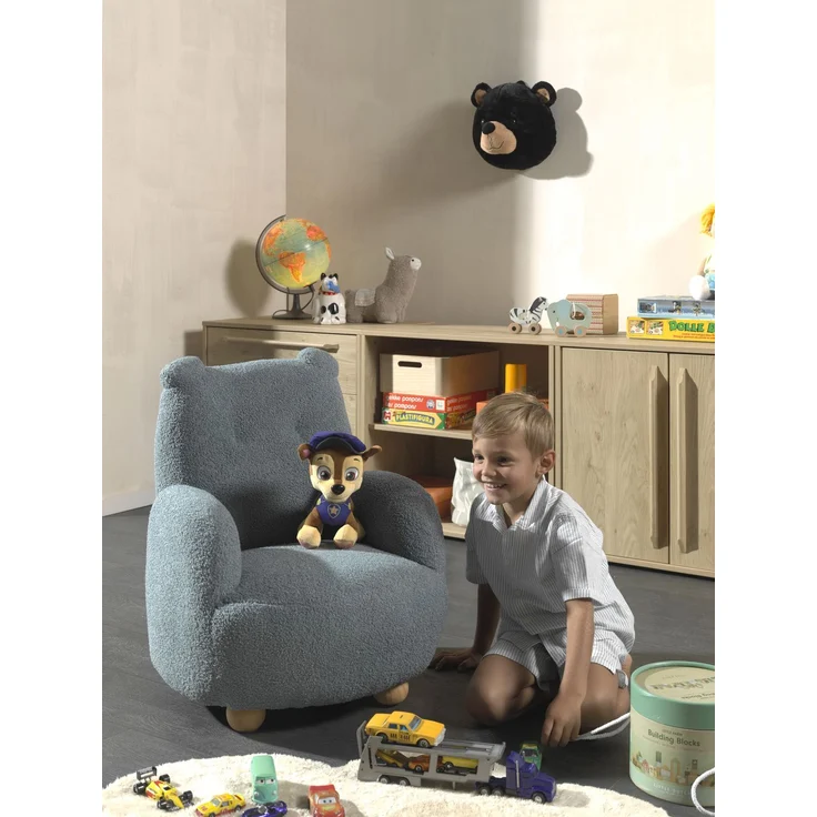 Kindersessel Bärchen Optik, Bezug Bouclè Blau – Bild 2