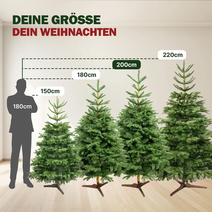 Aurelia Home Künstlicher Weihnachtsbaum 200 cm – Nordmann-Optik mit PE-Wipfel, Holzständer und Tasche – Bild 6