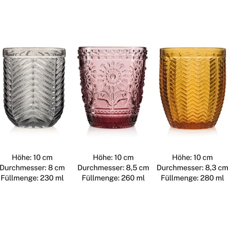 SÄNGER Gläser-Set Bunt, 12-tlg, Glas, Porto + Faro, 12er Set, spülmaschinengeeignet – Bild 2