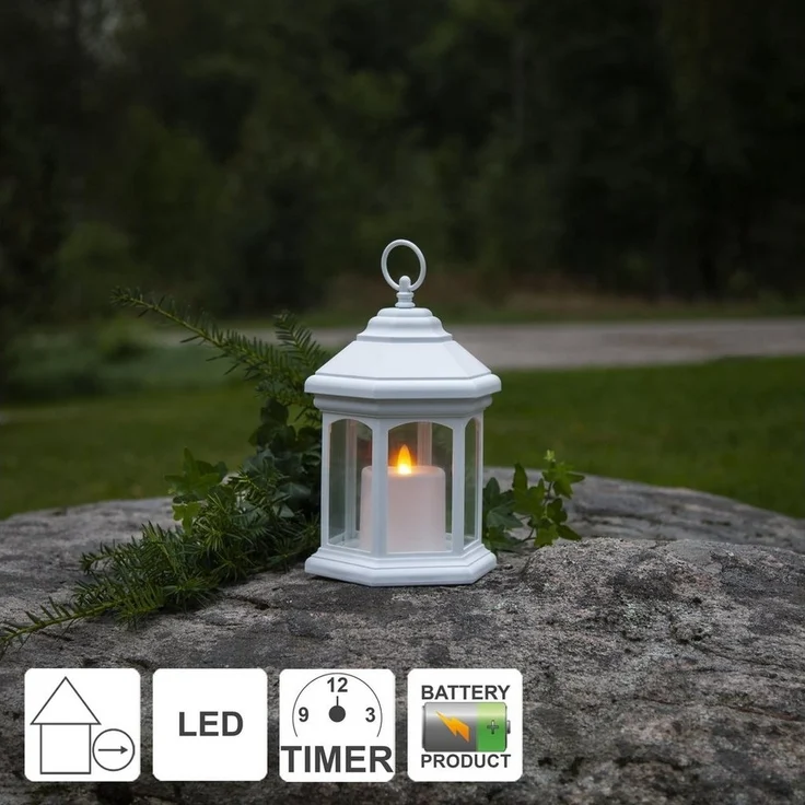 Batteriebetriebene LED Bodenlaterne Linta Timer outdoor weiß 26cm – Bild 2
