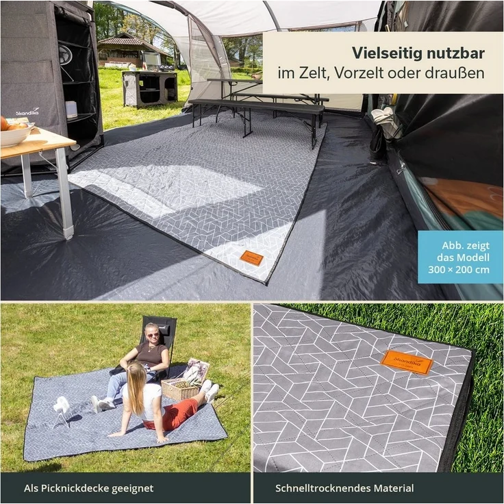 Skandika Zeltteppiche Bredal, 300 x 300 cm, 2,5 kg, Universell, mit Softtouch- Polyester, wetterfest & wasserdicht, mit Tragegurt – Bild 3