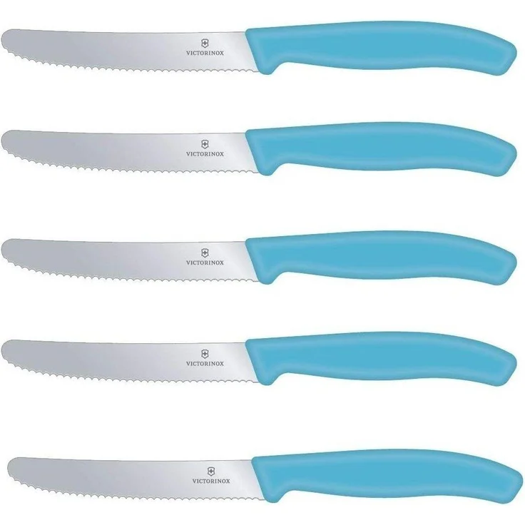 Victorinox Tomatenmesser Brötchenmesser Tafelmesser Set 5-teilig Swiss Classic (Karibikblau) – Bild 1