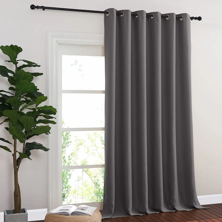 NICETOWN Glasschiebetür-Vorhang, Thermoisoliert, Verdunklungsvorhang, für Schlafzimmer/Pergola (grau, 1 Panel, B 80 x L 108)