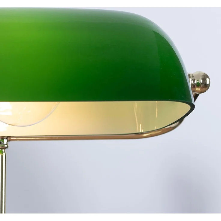 LED Bankerlampe, Metall messing, Glas grün, H 36 cm – Bild 8