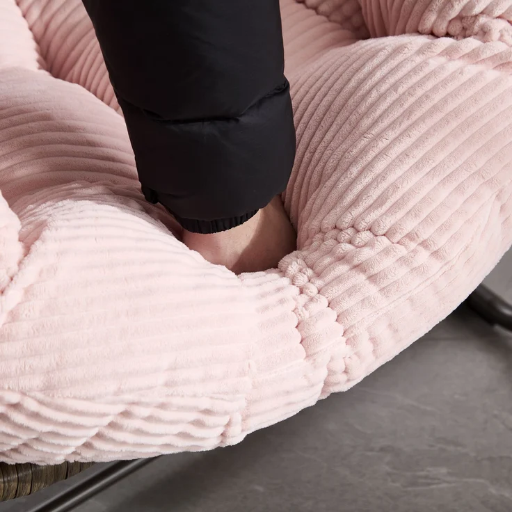 LVHOM Schaukelstuhl mit gepolstertem Kissen, Rattanstuhl mit Stahlrahmen, Lounge Sessel, Schaukelsessel, 1 St, für Balkon/Garten/Wohnzimmer/Schlafzimmer – Bild 7
