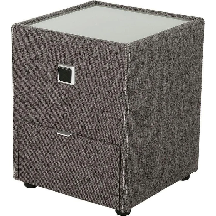 Nachttisch Lukas / Lancy, Stoff, Grau, 43 x 53 x 43 cm – Bild 5