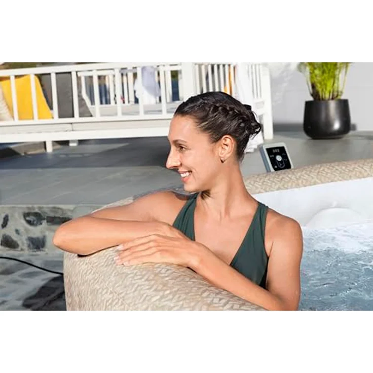 Bestway LAY-Z-SPA® Energiespar-Whirlpool Rome AirJet™ für 7 Personen, 201 x 201 x 71 cm, mit App-Steuerung, integrierter UltraFit™-Pumpeneinheit und Sandmarmor-Optik – Bild 3