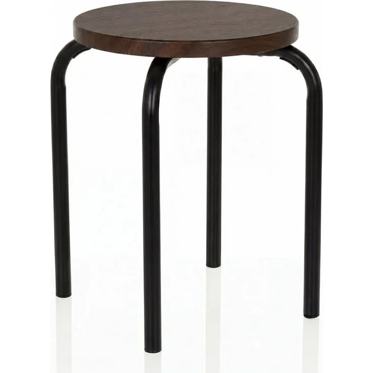 hjh LIVING Sitzhocker ALRANDA Hocker, Hocker rund, Holz Sitzfläche, Metallbeine