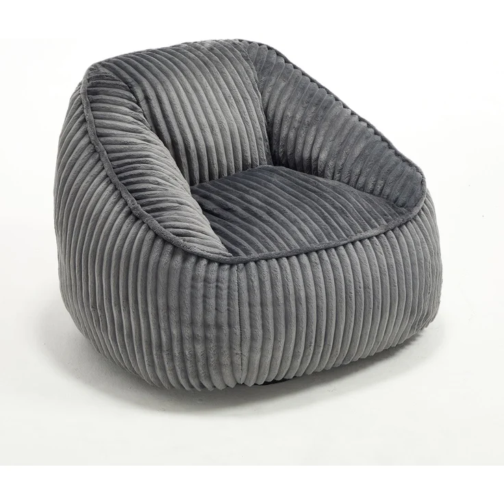 Sitzsack aus Cord, Schaumstofffüllung, 98x92x73 cm, Dunkelgrau – Bild 4