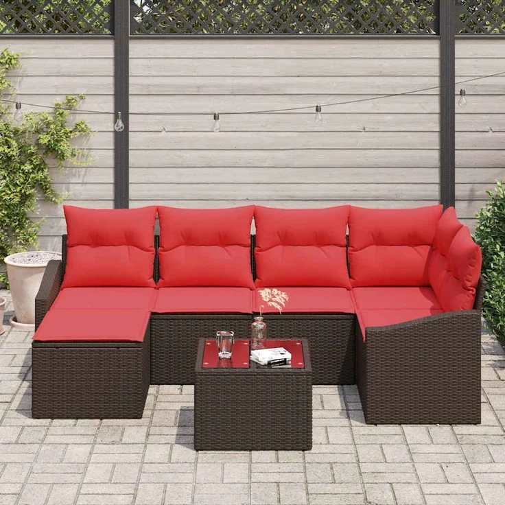 vidaXL Sofa Set 7 stk. Braun [Synthetisch]: Poly Rattan 3346804 – Bild 3