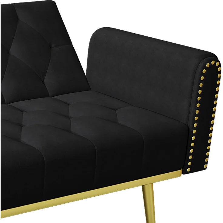 Merax Schlafsofa 2-Sitzer-Sofa mit Liegefunktion, drei verstellbaren Neigungswinkeln und Getränkehalter, Schwarz – Bild 5