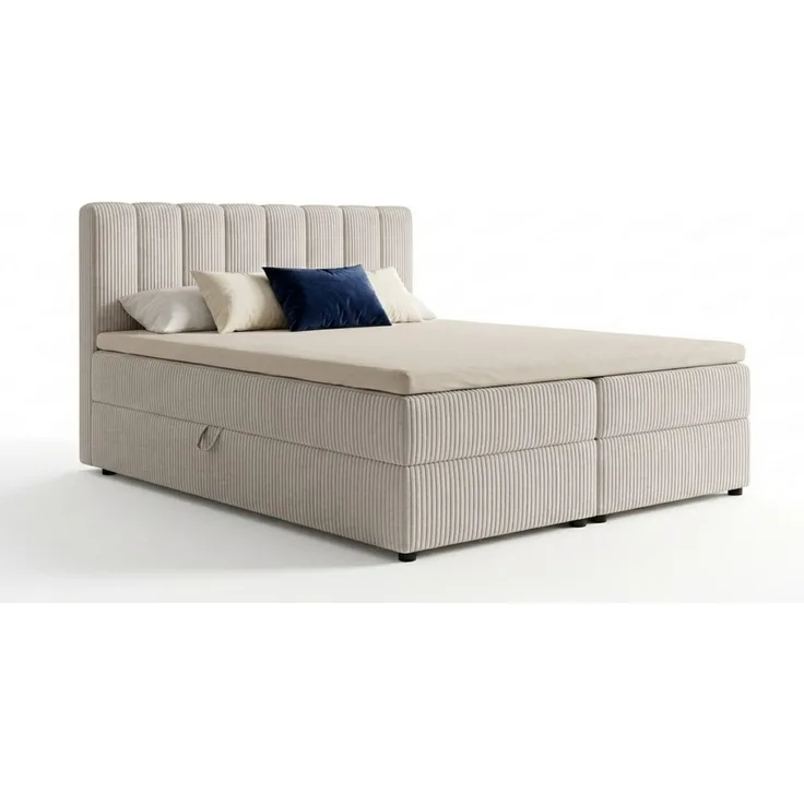 Deine Möbel 24 Boxspringbett WILL Cord, inkl. 2 Bettkästen, Matratzen (H3/H4) & Kaltschaum-Topper (Set, 1-St, in Farben Beige Creme Grau Dunkelgrau Graphit Schwarz), Boxbett Polsterbett 140x200 160x200 180x200 200x200