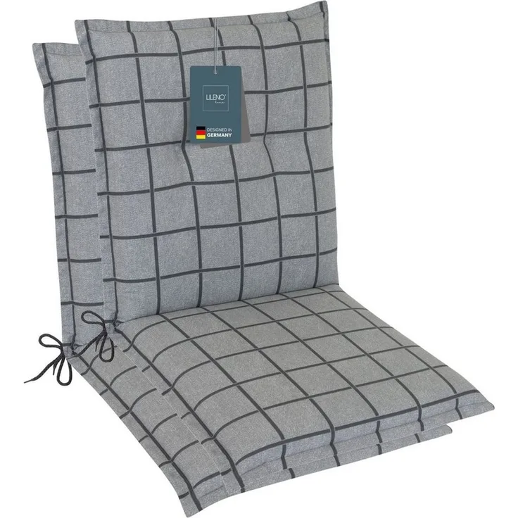LILENO HOME Polsterauflage Niedriglehner, bequeme Sitzauflage für Gartenstühle, Stuhlkissen, (2 St, 2er Set), Gartenstuhl Auflage in Yacht-Karo Hellgrau, Sitzpolster waschbar