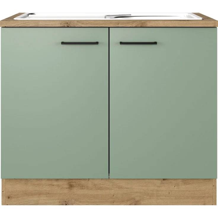 Flex-Well Spülenschrank Cara (2-St) (B x H x T) 100 x 85 x 60 cm, inkl. Edelstahl-Einbauspüle – Bild 1