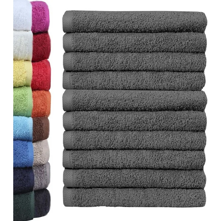 NatureMark 10er Pack Waschlappen | 100% Baumwolle | Frottier Seiflappen | Größe 30x30 cm | Frottee Seiftücher im 10er Pack Farbe: Anthrazit grau