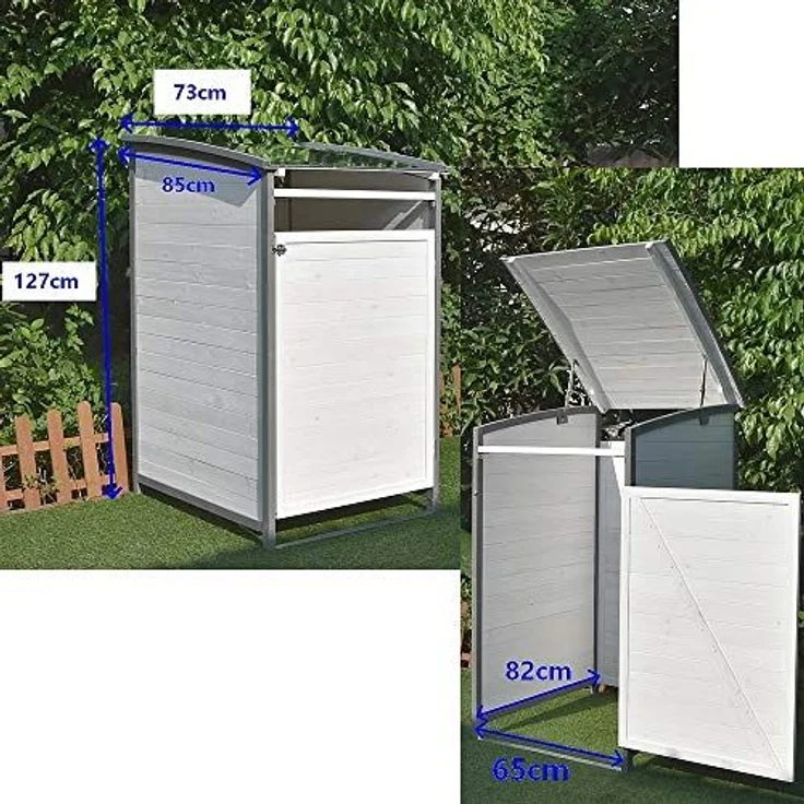 Mülltonnenverkleidung grau Einzelbox 2x 120L oder 240L Gartenbox Zinkdach – Bild 3