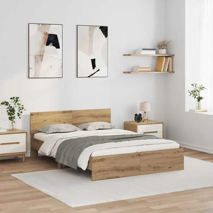 vidaXL Bettrahmen Artisan-Eiche 120 x 200 cm Holzwerkstoff 3403584