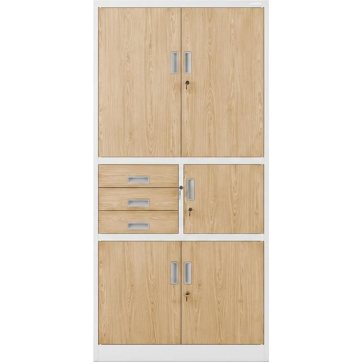 Jan Nowak Aktenschrank Metallschrank Büroschrank mit Tresor Zahlenschloss Schubladen abschließbar Stahlschrank Büro Ordnerschrank Lagerschrank für Aktenordner Dokumente 185 x 90 x 40 cm – Bild 2