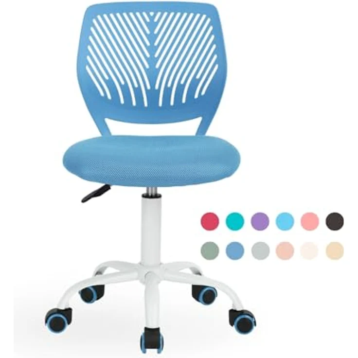 FurnitureR Campinghocker ergonomisch, höhenverstellbarer Drehhocker ohne Armlehnen, Netzrückenlehne, Sitzfläche 38x40cm, 32cm Rückenlehne, Metallfuß, 130kg Tragkraft, Blau – Bild 4