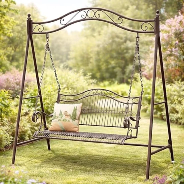 DanDiBo Hollywoodschaukel 2 Sitzer Metall Antik Gartenschaukel 082505 Schaukelbank Schmiedeeisen Bank Outdoor Wetterfest – Bild 1
