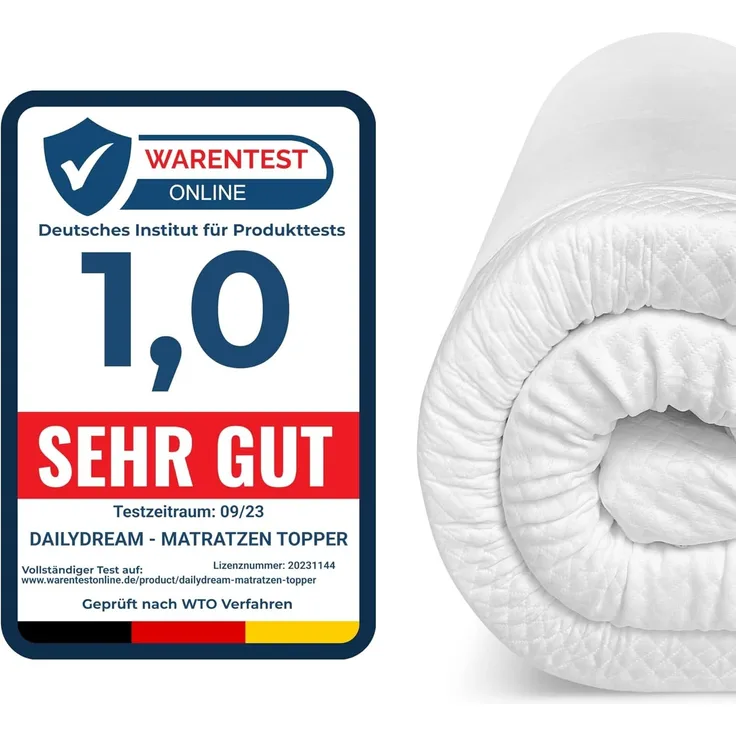 Dailydream viscoelastischer Matratzentopper "Model M" mit Memory Foam Effekt, 160x200x5cm, Edition "Lavendel"