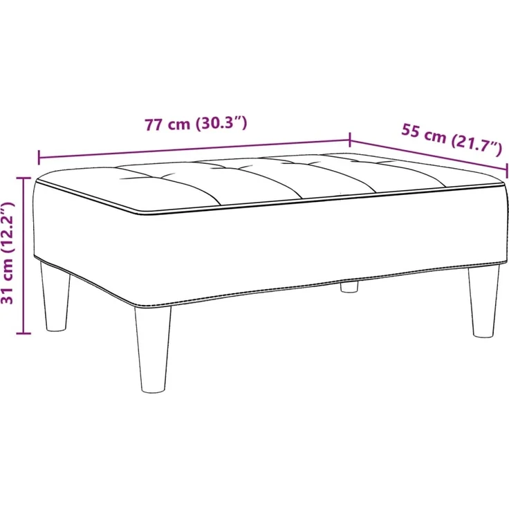 vidaXL Fußhocker Dunkelgrau 77x55x31 cm Samt 4007385 – Bild 7