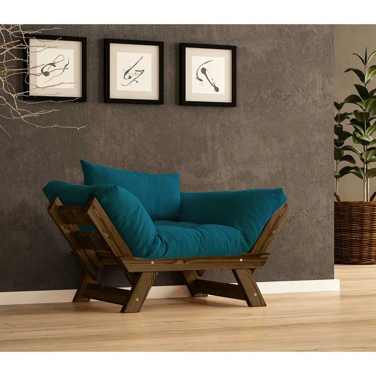 Skye Decor 'CPT8138-140' Garten-Sessel, Walnuss / Petrolgrün, 108-140 x 75 cm