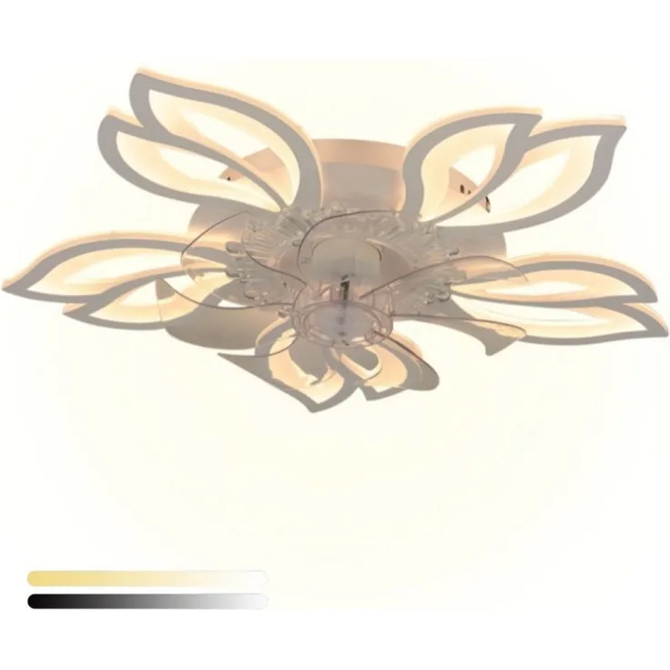 LETGOSPT Deckenleuchte 85W Deckenventilator mit Lampe, Fernbedienung Leise Ventilator Dimmbar, LED fest integriert, Kaltweiß, Naturweiß, Warmweiß, Deckenlampe Mit Leise Ventilator 6 Geschwindigkeiten Für Wohnzimmer