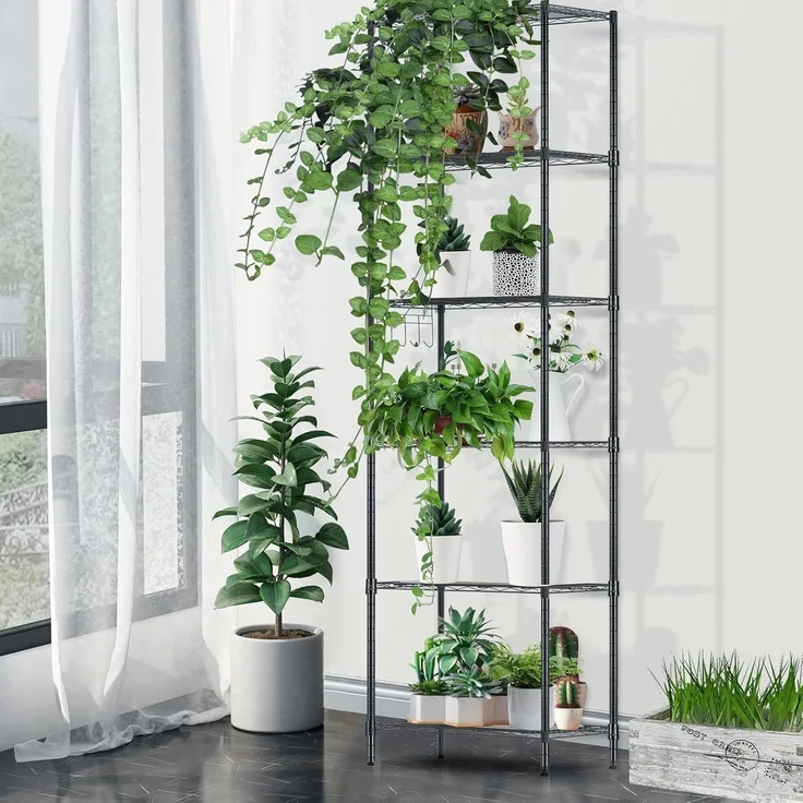 Himimi Regal,abstellraum Regal,Badezimmerregal Shelf,hoch schmal Standregale,Lagerregal 6 Ablage Küchenregal Metallregal, verstellbare Ablagen,Drahtkorb,54 x 29 x 160 cm,Schwarz – Bild 7