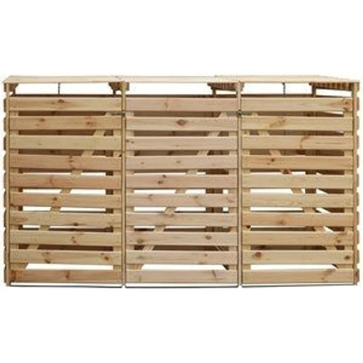 promadino Mülltonnenbox Vario V, für 3 x 240 l, holzfarben – Bild 6
