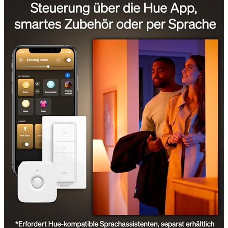 Philips Hue White & Color Ambiance Xamento recessed spotlights 1 Pack, dimmable Bathroom Lights for The Hue System with 16 Million Colours, Intelligent Light Control via Voice and app, White – Bild 7