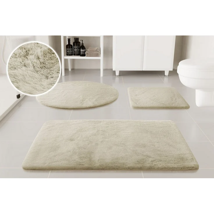 OTTO home Badematte Lennja, Höhe 25 mm, rutschhemmend beschichtet, fußbodenheizungsgeeignet, Polyester, rund, Badteppich, getuftet, Uni, antirutsch, flauschig wie Kaninchenfell – Bild 5