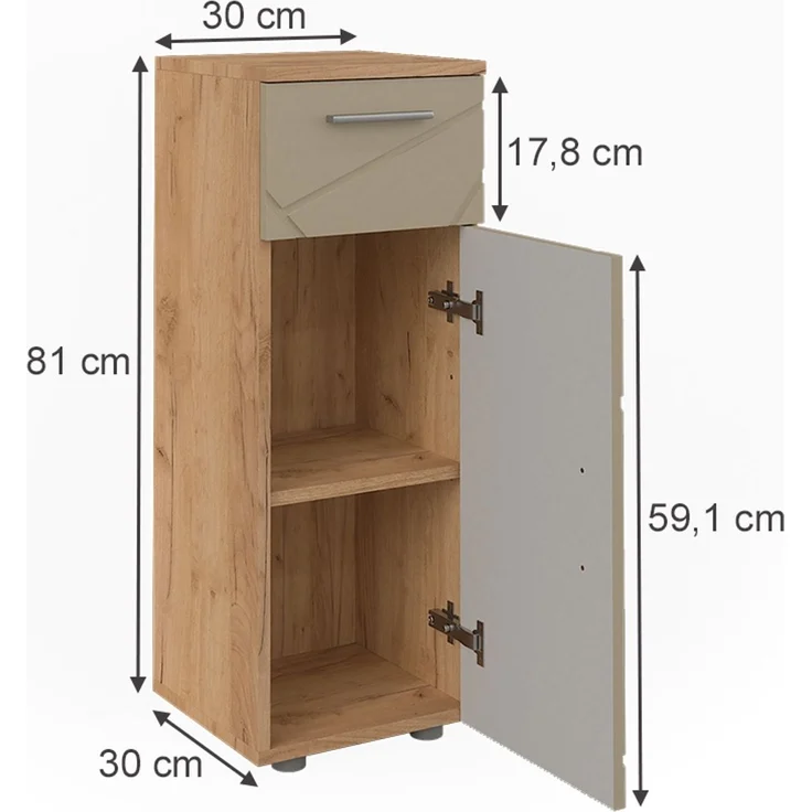 Midischrank Irma Goldkraft Eiche 30 x 81 cm Vicco – Bild 2
