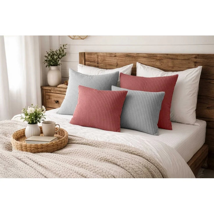 Amilian Dekokissen Sofakissen 4er Set mit Füllung - 2x 45x45 + 2x 35x45 cm, Hotelverschluss, waschbar, formstabil – Bild 1