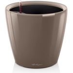 Lechuza 16085 CLASSICO Premium LS 43 Herausnehmbarer Pflanzeinsatz mit patentiertem Griffrahmen, Taupe Hochglanz, Hochwertiger Kunststoff, Inkl. Bewässerungssystem, Für Innenraumbegrünung