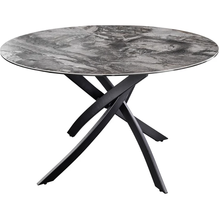 Design Esstisch AMICA 120cm taupe Marmor-Optik Keramik schwarzes Metall-Gestell – Bild 9