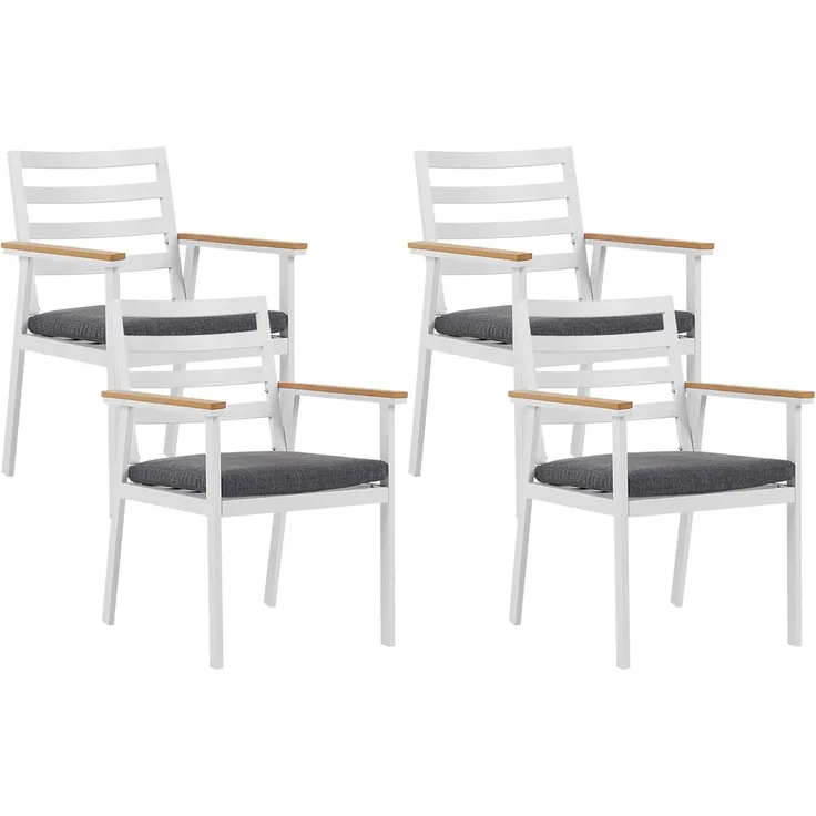 Set mit 4 Stühlen und Sitzkissen CAVOLI Metall Grau