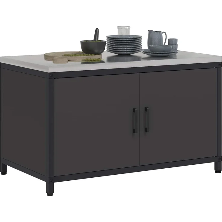 vidaXL Küchenaufbewahrung mit Regal Schwarz 60 x 50 x 92 cm Stahl 874996 – Bild 2