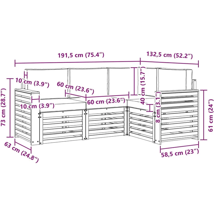 vidaXL Outdoor-Sofagarnitur 4 Stk. Weiß und Creme Polyester 3391760 – Bild 7