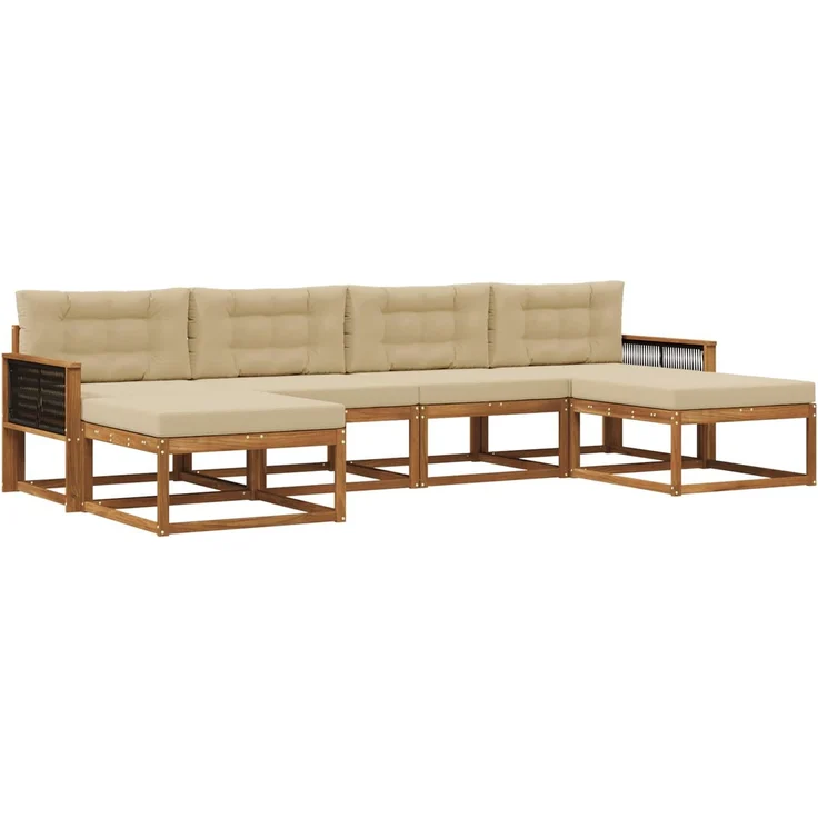 vidaXL Outdoor-Sofagarnitur 6 stk. 6-Sitzer Natur und Beige 3382786 – Bild 2