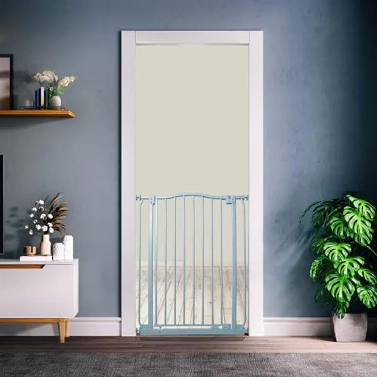 Safetots Extragroßes Treppenschutzgitter mit gebogenem oberen Teil, 71cm - 80cm, Matt Grau, Extra Hoch 100cm in der Höhe, Treppenschutzgitter mit Druckbefestigung, Babygitter für Türen – Bild 3