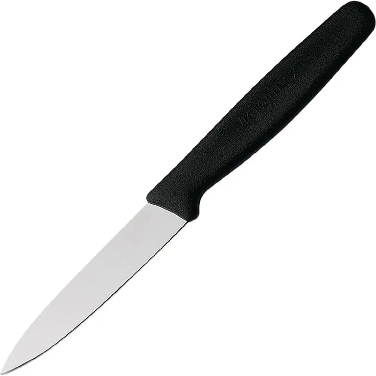 Victorinox, 5.0603, Standard, Gemüsemesser, Extra scharfe Klinge, mit geradem Schliff, robuster Kunststoff-Griff, Schwarz, Made in Switzerland, Spülmaschinengeeignet