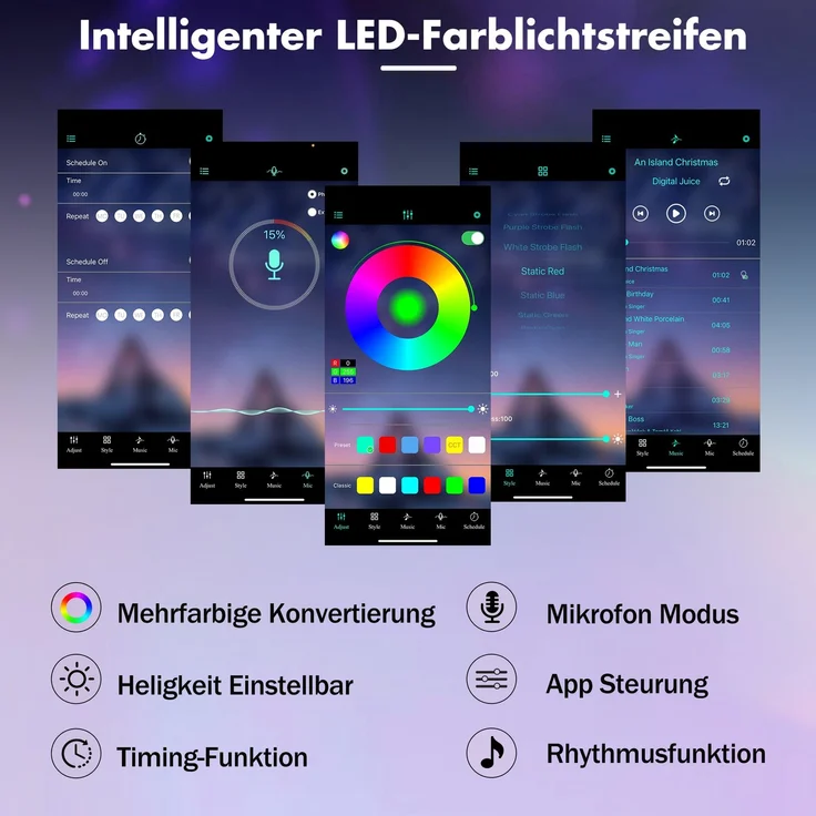 Buffetschränke, Esszimmer-Hochschrank 135*40*185 cm, mehrstufigem Stauraum, integrierter Steckdose sowie USB-C- und USB-A-Anschlüssen, Farbiger LED-Streifen, Weiß--Weiß--135x40x185cm--YOUDENOVA – Bild 8