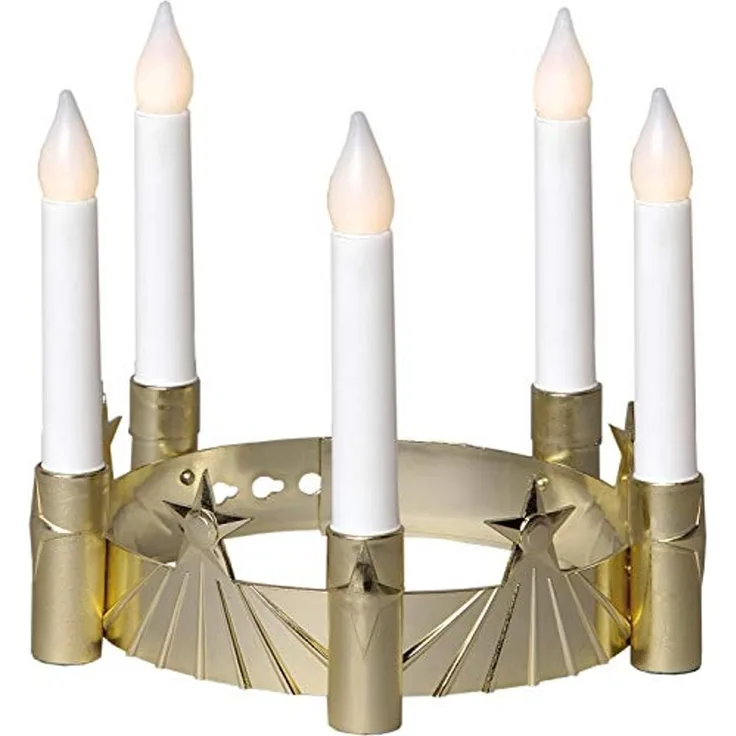 LED "Luciakrone", 5fl, gold/weiss, Batterie