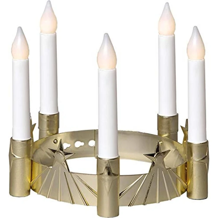 LED "Luciakrone", 5fl, gold/weiss, Batterie – Bild 1
