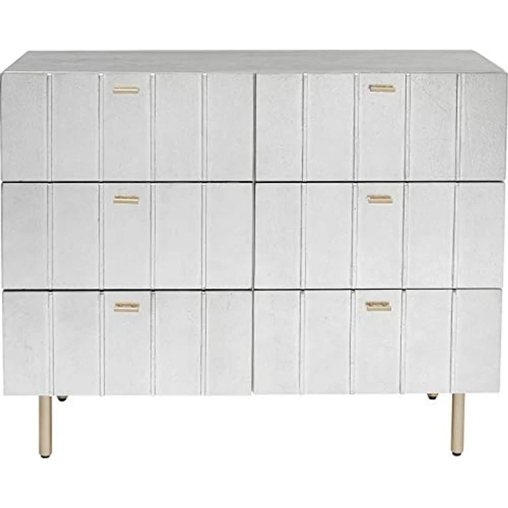 Kare Design Kommode Venice Line, Silber, Kommode mit 6 Schubladen, Holz Korpus, Stahl Beine, 89 x 106 x 40 cm (H/B/T) – Bild 1